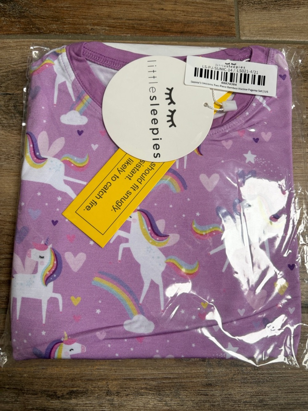 Little Sleepies Purple Unicorn Rainbow Pajama Set